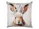 Béžový povlak na polštář s hlavou králíka a květy - 45*45cm Clayre & Eef