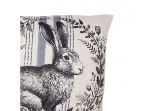Béžový povlak na polštář s králíkem a věnečkem - 45*45cm