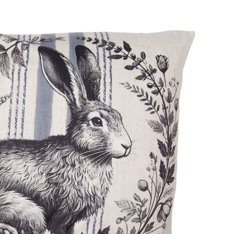 Béžový povlak na polštář s králíkem a věnečkem - 45*45cm Clayre & Eef Béžový povlak na polštář s králíkem a věnečkem - 45*45cm Clayre & Eef