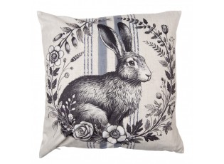 Béžový povlak na polštář s králíkem a věnečkem - 45*45cm