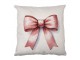 Béžový povlak na polštář s růžovou mašlí - 45*45cm Clayre & Eef