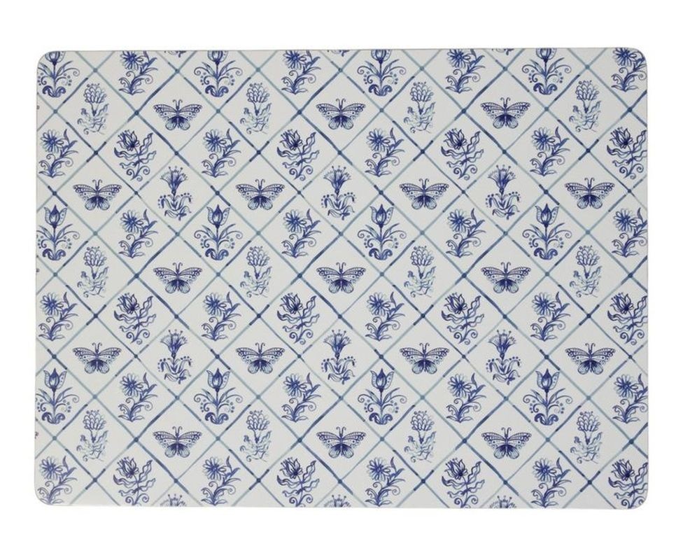 4ks pevné korkové prostírání s modrými květy - 30*40*0,4cm
