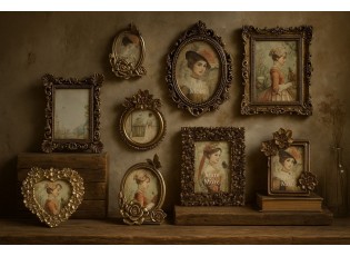 Bronzový antik fotorámeček s květy - 17*2*22cm / 10*15 cm