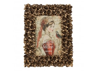 Bronzový antik fotorámeček s květy - 17*2*22cm / 10*15 cm