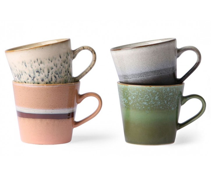4ks retro hrnek na Cappuccino 70s virgo - 12*9,5*8,5cm / 300ml HKLIVING