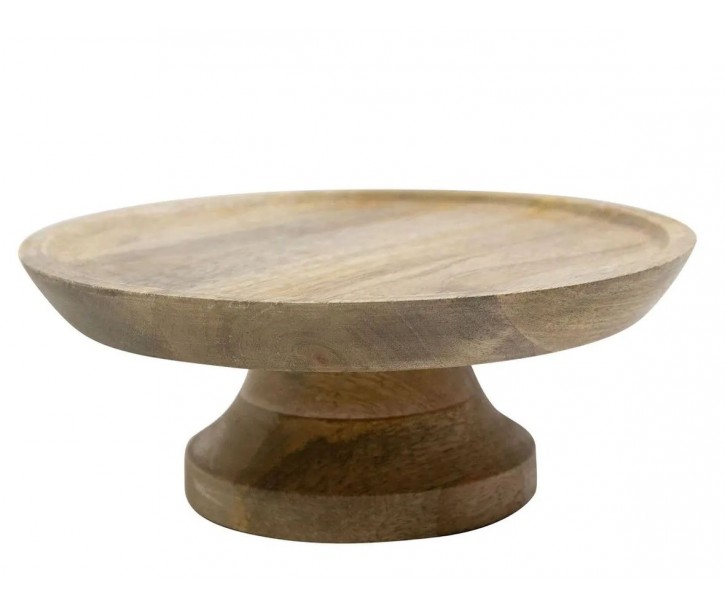 Přírodní dřevěný podnos na dort na noze Wood Cake - Ø 25*10 cm Mars & More 