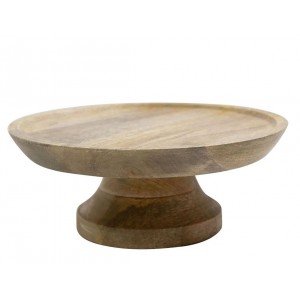Přírodní dřevěný podnos na dort na noze Wood Cake - Ø 25*10 cm