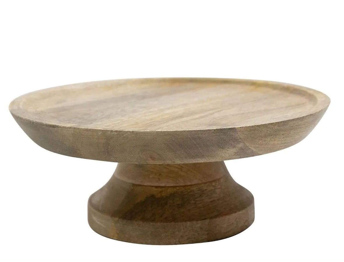 Přírodní dřevěný podnos na dort na noze Wood Cake Chic - Ø 25*10 cm