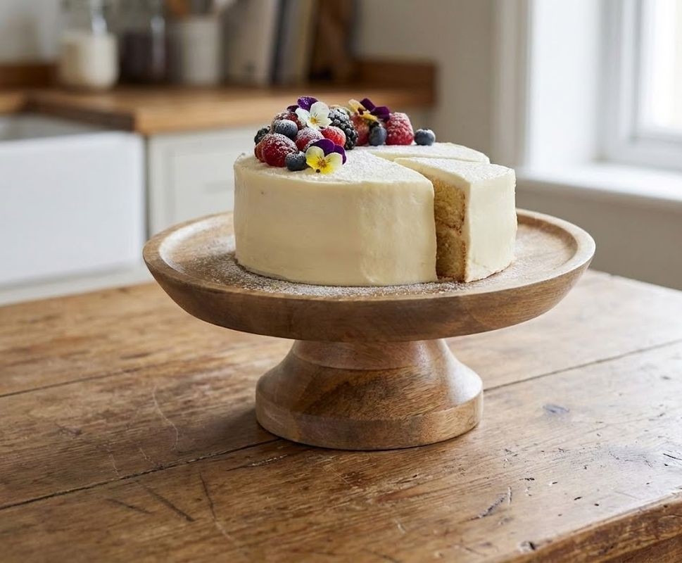 Přírodní dřevěný podnos na dort na noze Wood Cake Chic - Ø 25*10 cm