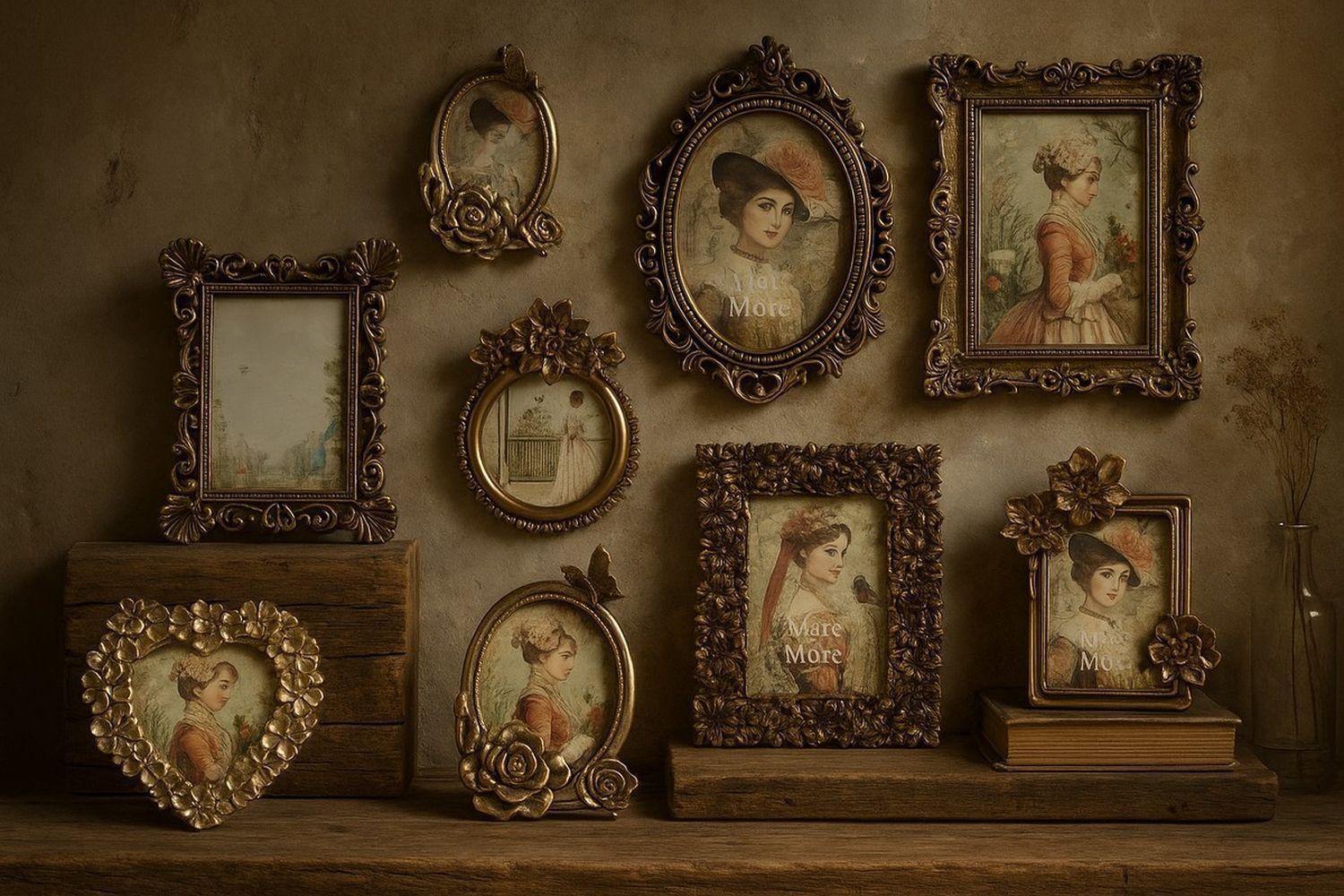 Bronzový antik fotorámeček s růžičkami - 15*2*20cm / 10*15 cm Mars & More Bronzový antik fotorámeček s růžičkami - 15*2*20cm / 10*15 cm Mars & More