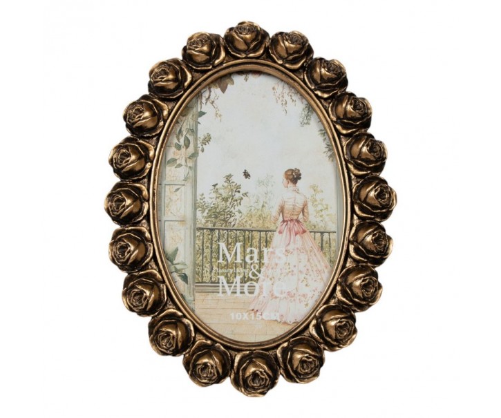 Bronzový antik fotorámeček s růžičkami - 15*2*20cm / 10*15 cm Mars & More 