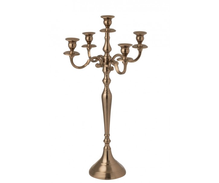 Růžově zlatý 5-ti ramenný kovový svícen Goldmy Rosegold - Ø 35*63 cm J-Line by Jolipa