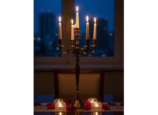 Champagne zlatý 5-ti ramenný kovový svícen Goldmy - Ø 35*63 cm