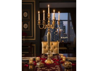 Zlatý 5-ti ramenný kovový svícen Goldmy - Ø 35*63cm