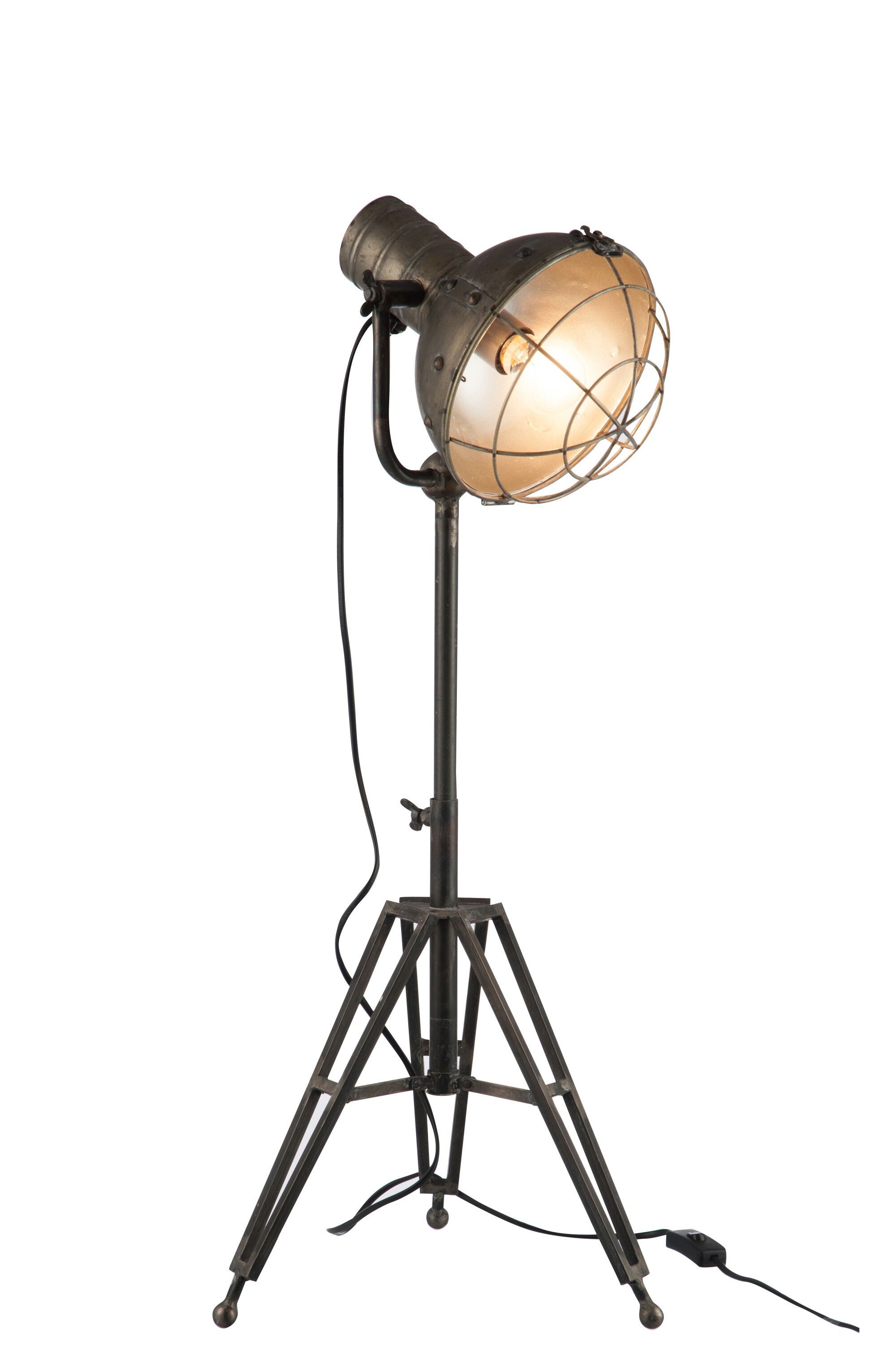Stojací lampa kulatá v kovově šedé barvě - 35*30*93 cm