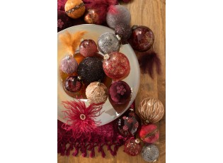 6ks šedá zlatá vánoční skleněná ozdoba Cleo - Ø 8cm