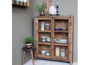 Hnědá antik dřevěná vitrína z recyklovaného dřeva Grimaud - 85*18*105 cm