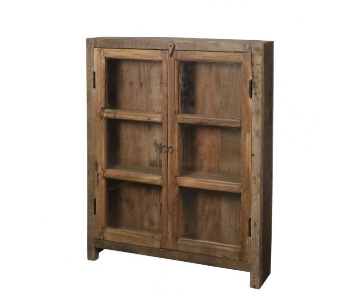 Hnědá antik dřevěná vitrína z recyklovaného dřeva Grimaud - 85*18*105 cm Chic Antique