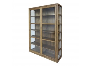 Přírodní prosklená dřevěná vitrína Marseille - 150*40*196 cm