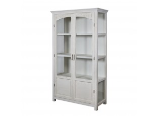 Krémová antik prosklená dřevěná skříň Adrienne - 97*41*170 cm