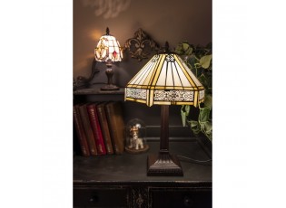 Krémová stolní Tiffany lampa - Ø 31*43 cm E27/max 1*40W