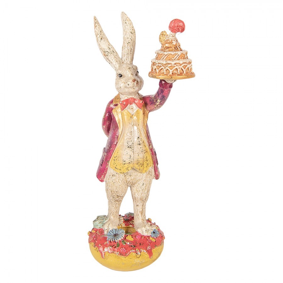 Decorative Figurine Rabbit 14x10x30 Cm Beige Plastic - 14*10*30 cm