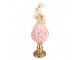 Růžovo-zlaté zdobené vajíčko na podstavci s králíčkem - Ø 11*32 cm Clayre & Eef