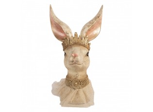 Dekorace busta zaječice s korunkou a zlatou patinou - 19*16*29 cm