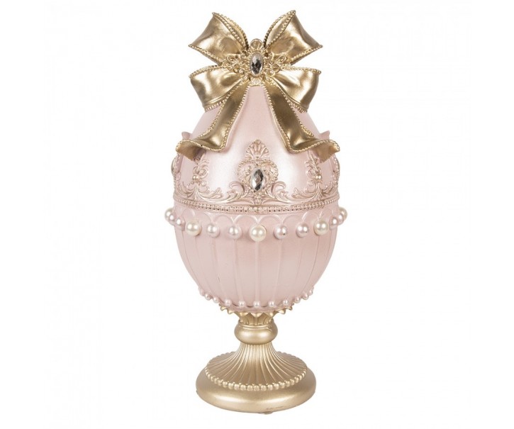Růžovo-zlatá dekorace figurka zdobené vajíčko - Ø 15*31 cm Clayre & Eef