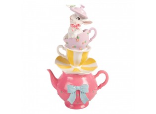 Dekorace králíček na šálcích a konvičce - 16*13*26 cm