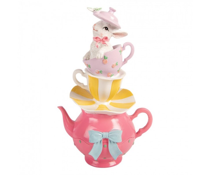 Dekorace králíček na šálcích a konvičce - 16*13*26 cm Clayre & Eef
