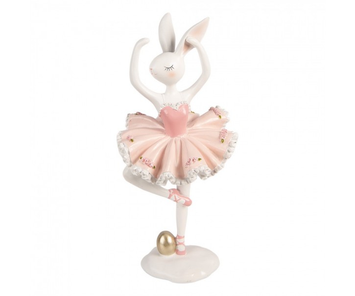 Dekorace králík baletka v růžové sukýnce - 16*16*35 cm Clayre & Eef