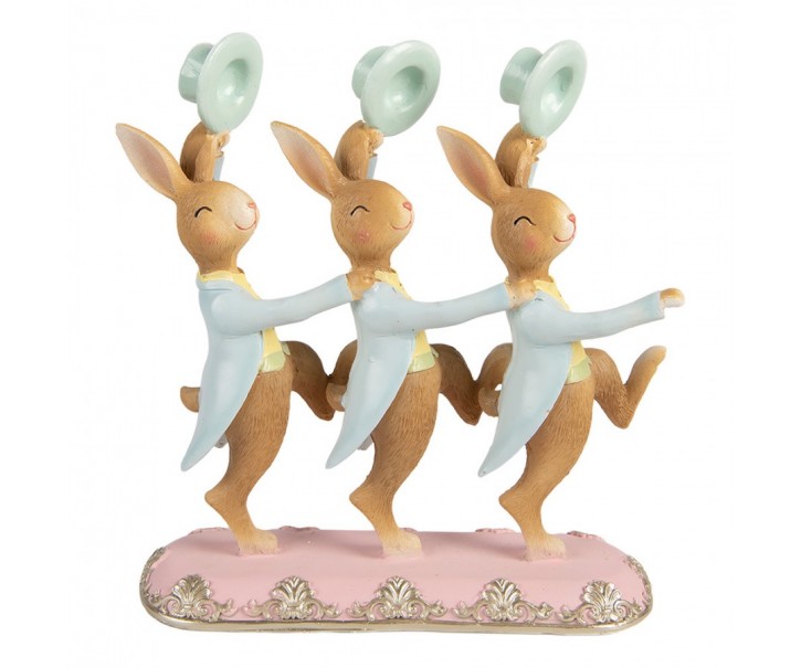 Dekorace tancující králíci s klobouky - 23*8*25 cm Clayre & Eef