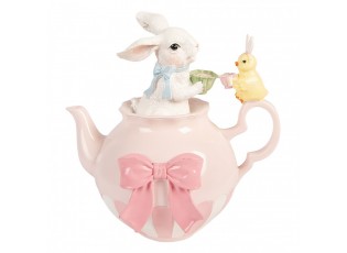 Dekorace králík s kuřátkem na čajové konvičce - 20*14*20 cm