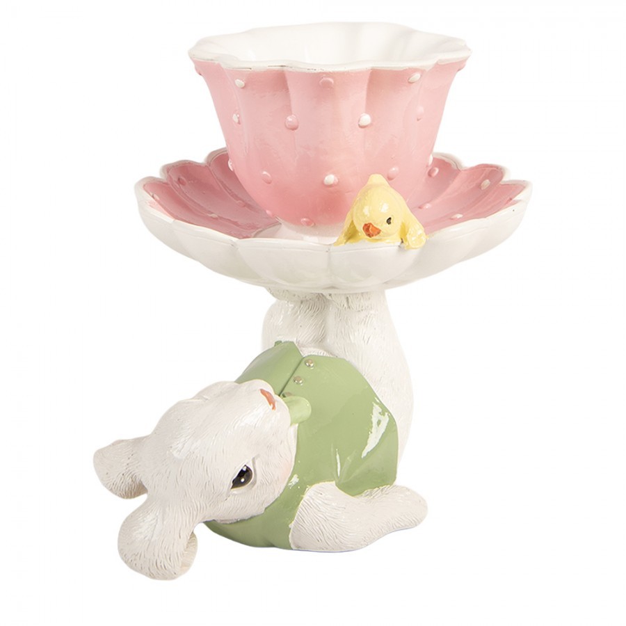 Decorative Figurine Rabbit 20x14x17 Cm White Plastic - 20*14*17 cm
