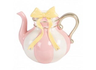 Svícen na úzkou svíčku čajová konvička s mašlí - 13*10*11 cm