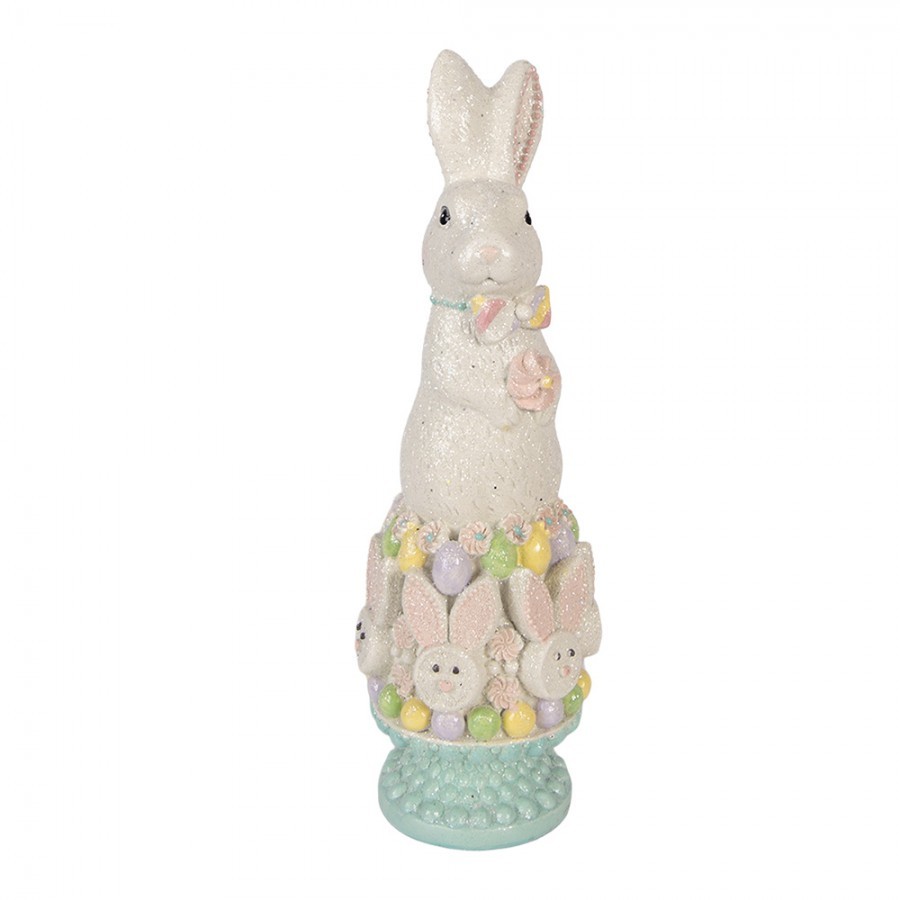 Dekorace králík na podstavci se třpytkami - 12*11*34 cm