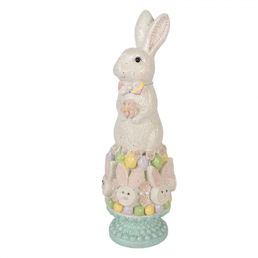 Dekorace králík na podstavci se třpytkami - 12*11*34 cm
