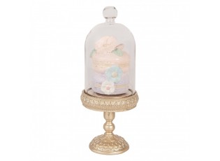 Dekorace podnos na podstavci s poklopem a makronkami - Ø 7*17 cm