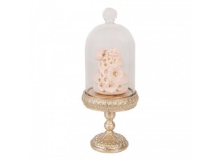 Dekorace podnos na podstavci s poklopem a makronkami - Ø 7*17 cm