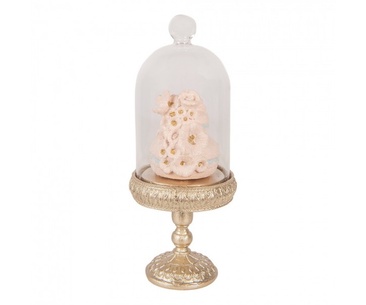 Dekorace podnos na podstavci s poklopem a makronkami - Ø 7*17 cm Clayre & Eef