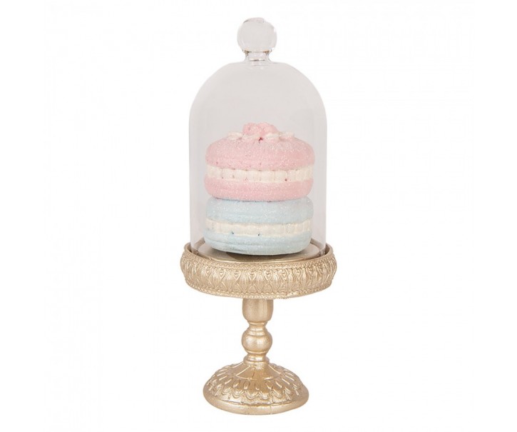 Delorace zlatý podnos s makronkami a poklopem - Ø 7*17 cm Clayre & Eef