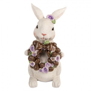 Dekorace králík s čoko věncem a maceškami - 17*16*30 cm
