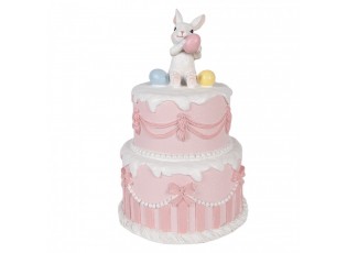 Dekorace růžový dort s králíčkem a vajíčky - Ø 18*28 cm