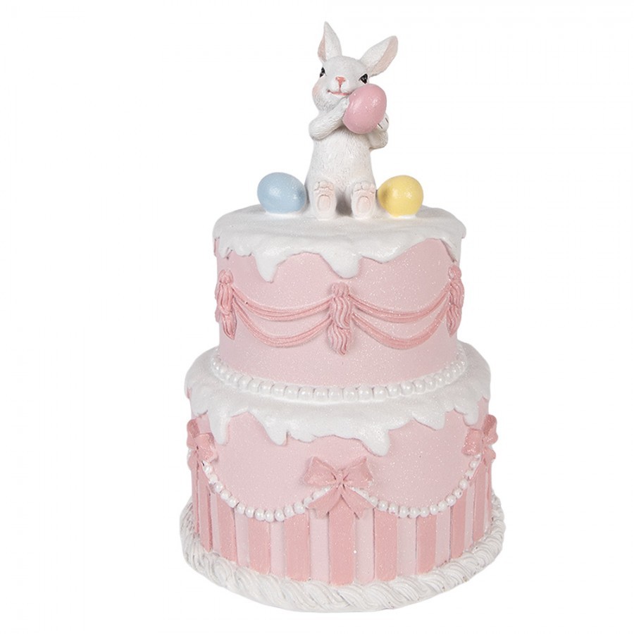 Dekorace růžový dort s králíčkem a vajíčky - Ø 18*28 cm