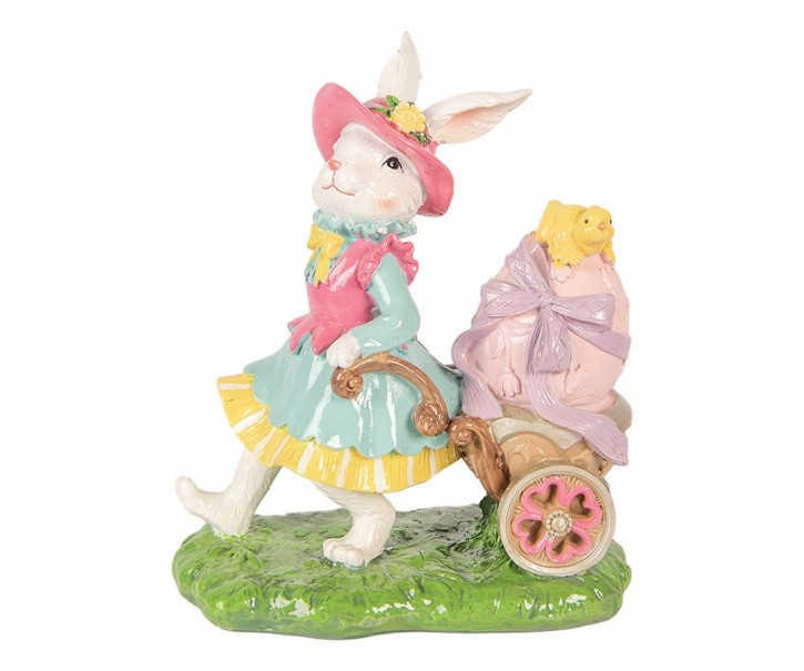 Dekorace králičí žena vezoucí vajíčko - 19*11*23 cm Clayre & Eef