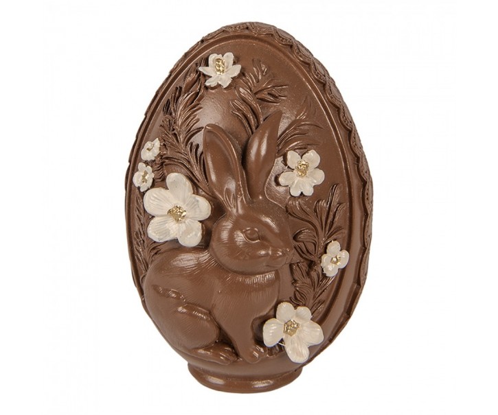 Čoko vajíčko s králíčkem a květy - Ø 9*13 cm Clayre & Eef