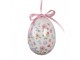 9ks dekorace bílo-růžové závěsné vajíčko s květy Spring Egg - Ø 5*8 cm Clayre & Eef