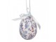 9ks dekorace bílo-modré závěsné vajíčko s květy Spring Egg - Ø 5*8 cm Clayre & Eef