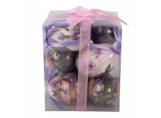 9ks dekorace fialové závěsné vajíčko s králíčky Spring Egg - Ø 5*8 cm